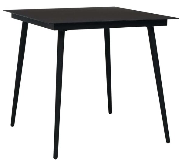 Modern Kerti Asztal - Fekete Acél és Üveg - 80x80 cm