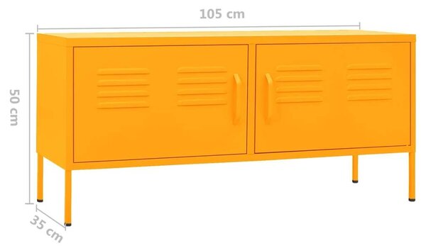 Modern Acél TV Szekrény - Mustársárga - 105x35x50 cm