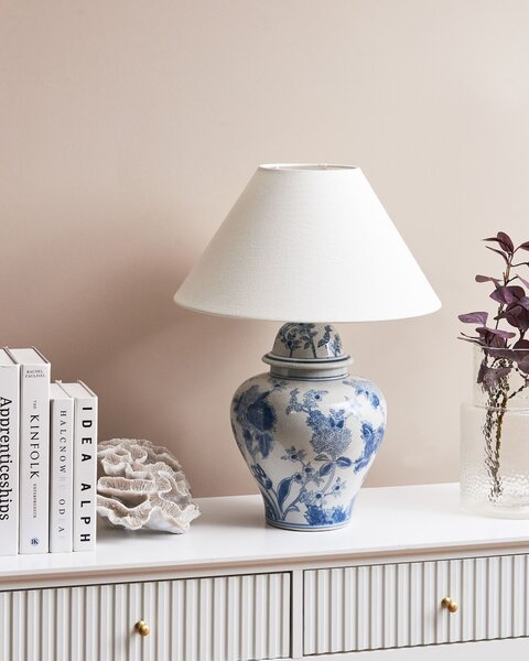 Asztali lámpa SORRAIA Porcelán Fehér/kék