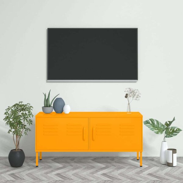 Modern Acél TV Szekrény - Mustársárga - 105x35x50 cm