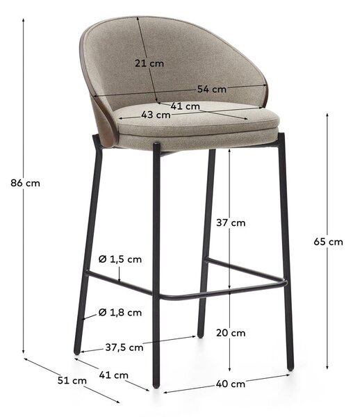 Barna-bézs bárszék (ülésmagasság 65 cm) Eamy – Kave Home