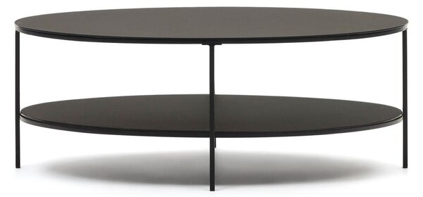 Fekete dohányzóasztal üveg asztallappal 65x110 cm Fideia – Kave Home