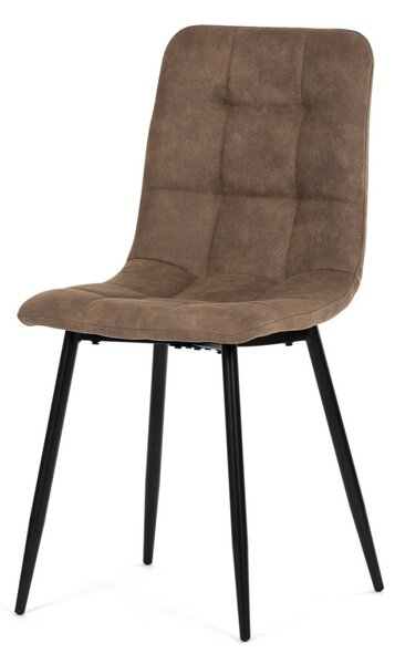 Étkezőszék, vintage barna szövet, fekete fém lábak