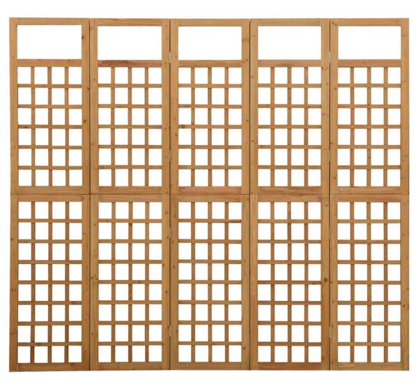 5 Paneles Tömör Fenyőfa Térelválasztó - 201,5x180 cm