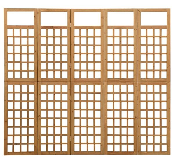 5 Paneles Tömör Fenyőfa Térelválasztó - 201,5x180 cm