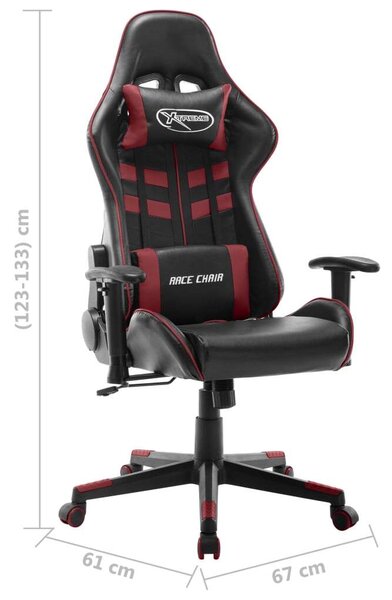 Gamer Szék - Fekete-Bordó - Műbőr - Állítható Magasság