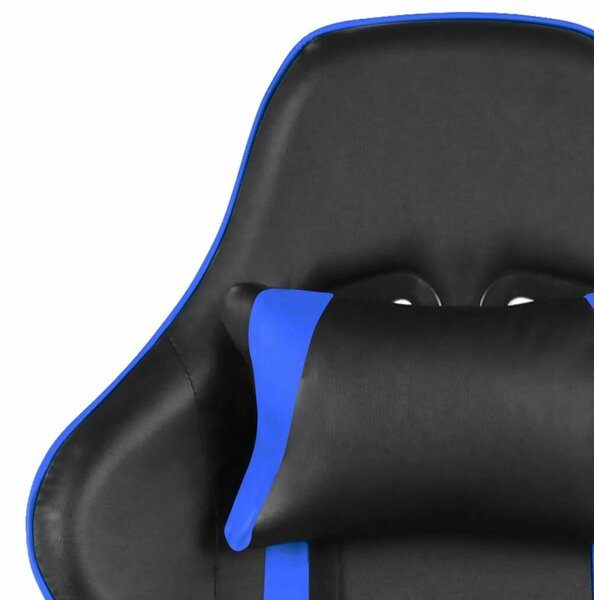 Gamer Szék - Kék PVC - Lábtartóval