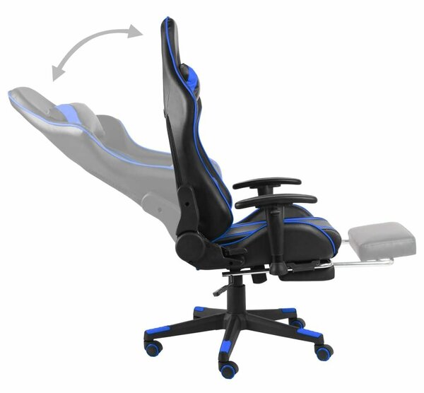Gamer Szék - Kék PVC - Lábtartóval