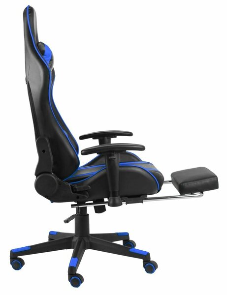 Gamer Szék - Kék PVC - Lábtartóval