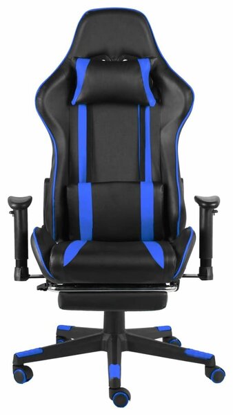 Gamer Szék - Kék PVC - Lábtartóval