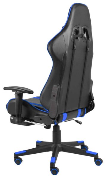 Gamer Szék - Kék PVC - Lábtartóval