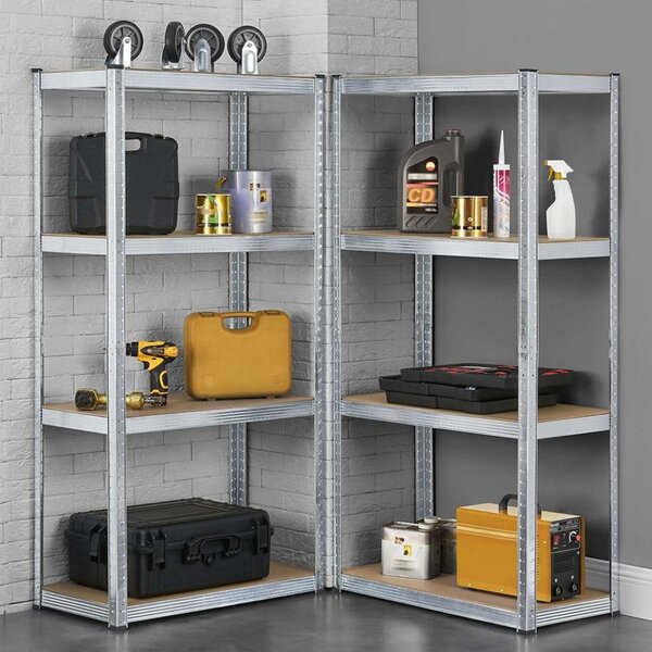 Easy tároló polc készlet 2 db 4 polcos fém és MDF 160x80