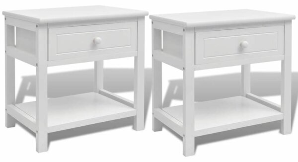 2 db Fehér Éjjeliszekrény Fiókkal - 40x29x42 cm