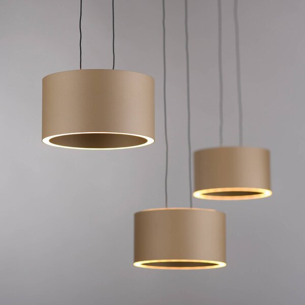 PURE Clipse LED lógó lámpa, bronz, hossza 110 cm, CCT, 6 izzós, dimmelhető, Bronz / antik sárgaréz, Nappali / Étkező, fém, Modern