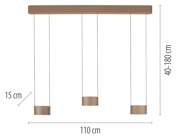 PURE Clipse LED lógó lámpa, bronz, hossza 110 cm, CCT, 6 izzós, dimmelhető, Bronz / antik sárgaréz, Nappali / Étkező, fém, Modern