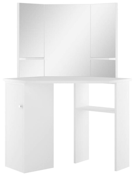 Home Elegance Sarok Sminkasztal - Fehér - 111x54x141,5cm