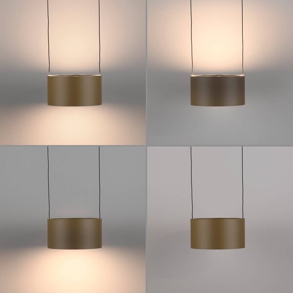 PURE Clipse LED függő lámpa, bronz színű, Ø 20 cm, CCT, 2 izzós, dimmelhető, Bronz / antik sárgaréz, Nappali / Étkező, fém, Modern