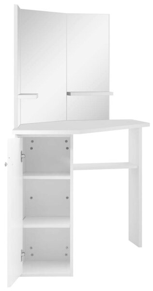 Home Elegance Sarok Sminkasztal - Fehér - 111x54x141,5cm