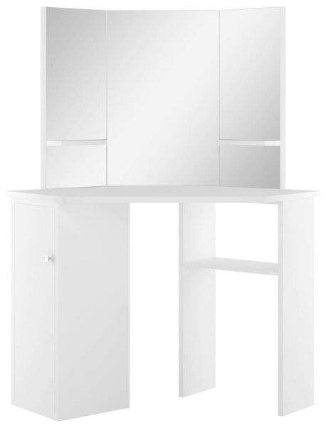 Home Elegance Sarok Sminkasztal - Fehér - 111x54x141,5cm