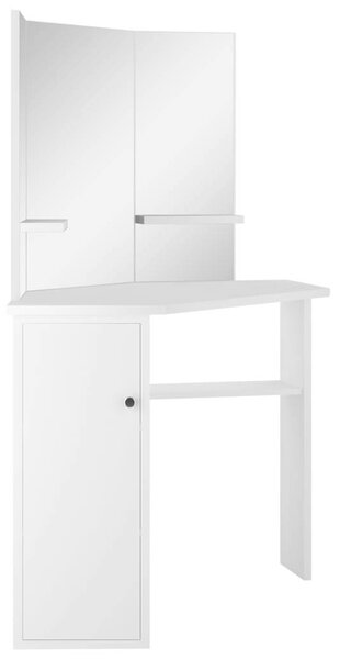 Home Elegance Sarok Sminkasztal - Fehér - 111x54x141,5cm