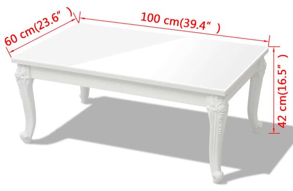 Elegáns Fehér Dohányzóasztal - 100x60x42 cm