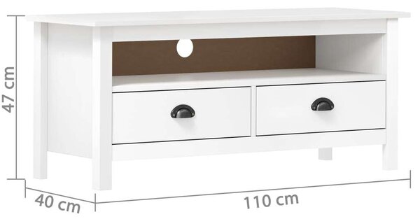 Hill Range TV-szekrény - Fenyőfa - Fehér - 110cm