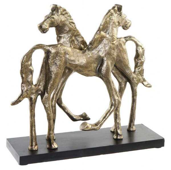 Figura aluminium márvány 36x10x30 lovak aranyozott (készletről)