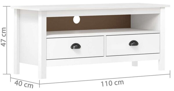 Hill Range TV-szekrény - Fenyőfa - Fehér - 110cm
