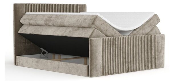 Világosbarna ágyneműtartós boxspring ágy 140x200 cm Bergamo – Maison de Rêve