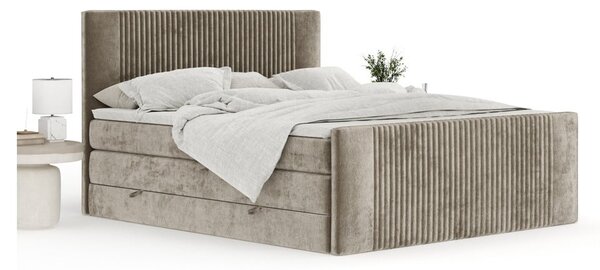 Világosbarna ágyneműtartós boxspring ágy 140x200 cm Bergamo – Maison de Rêve