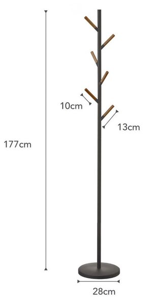 Plain Pole Hanger fekete állófogas bükkfa részletekkel - YAMAZAKI