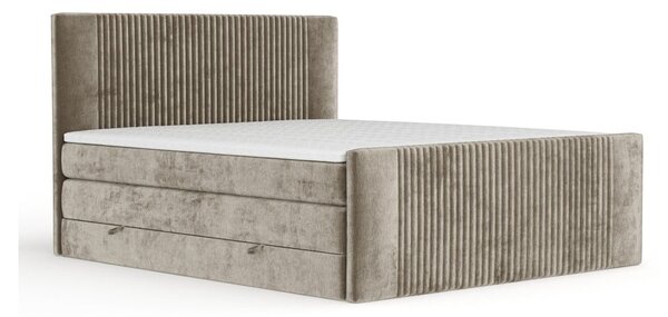 Világosbarna ágyneműtartós boxspring ágy 140x200 cm Bergamo – Maison de Rêve