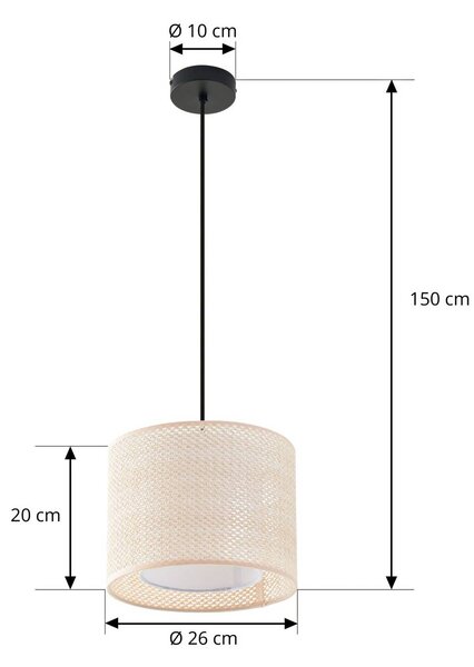 Lindby függesztéklámpa Soula, Ø 26 cm, bézs, műanyag, E27, dimmelhető, Krém / borostyánsárga, Nappali / Étkező, Műanyag, Vidéki otthon / Rusztikus