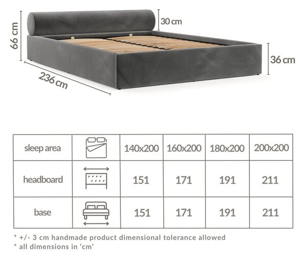 Sötétzöld kárpitozott ágyneműtartós franciaágy ágyráccsal 180x200 cm Solvo – Maison de Rêve