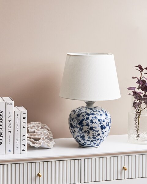 Asztali lámpa SILVES Porcelán Fehér/kék