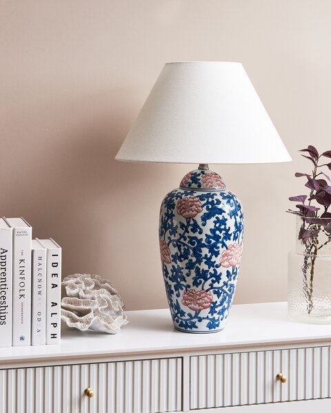 Asztali lámpa VERUSA Porcelán Fehér/kék