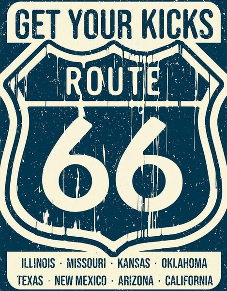Fém tábla Route 66 - States, ( x cm)