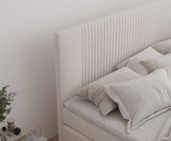 Bézs ágyneműtartós boxspring ágy 140x200 cm Bergamo – Maison de Rêve