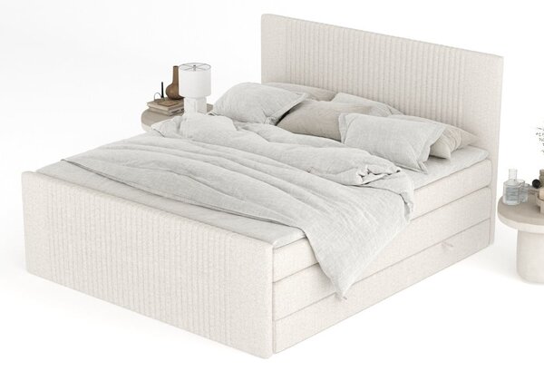 Bézs ágyneműtartós boxspring ágy 140x200 cm Bergamo – Maison de Rêve