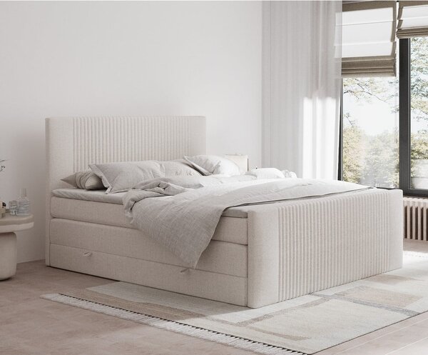 Bézs ágyneműtartós boxspring ágy 140x200 cm Bergamo – Maison de Rêve