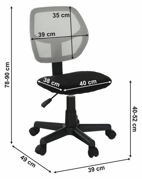 KONDELA Forgószék, szürke/fekete, MESH
