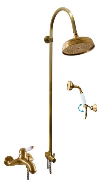 Kád csaptelep RAV SLEZÁK LABE zuhanyszettel együtt 150 mm régi sárgaréz L554.53SM