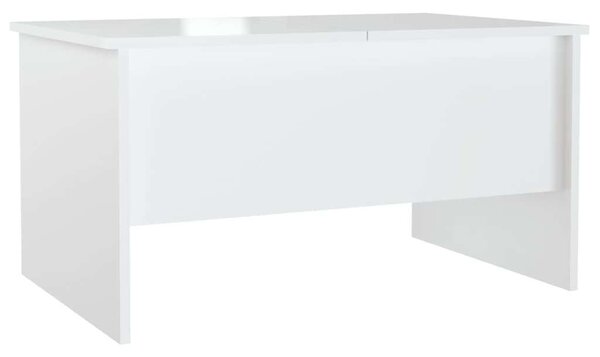 Magasfényű fehér szerelt fa dohányzóasztal 80 x 50 x 42,5 cm