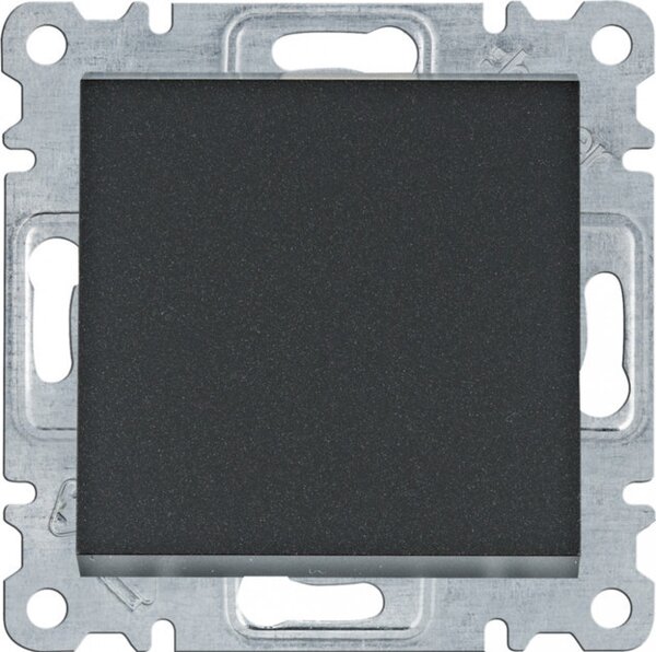Hager Lumina WL0023 váltókapcsoló (106), fekete burkolattal, keret nélkül, süllyesztett, rugós bekötés, 10A 250V IP20 (IP44 531884 tömítőkészlettel, külön rendelhető)