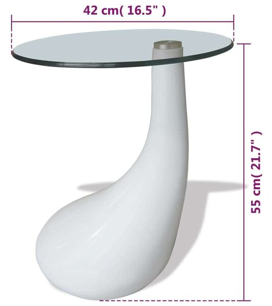 Modern Kerek Üveglapú Dohányzóasztal - 42 cm