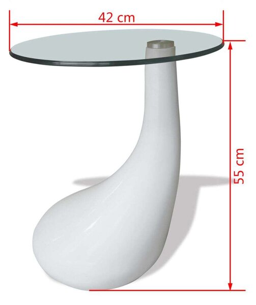 Modern Kerek Üveglapú Dohányzóasztal - 42 cm