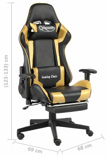 VidaXL Gamer Szék - Arany/Fekete - Lábtartóval