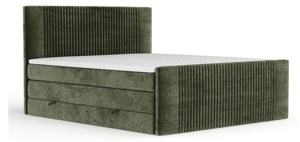 Sötétzöld ágyneműtartós boxspring ágy 200x200 cm Bergamo – Maison de Rêve