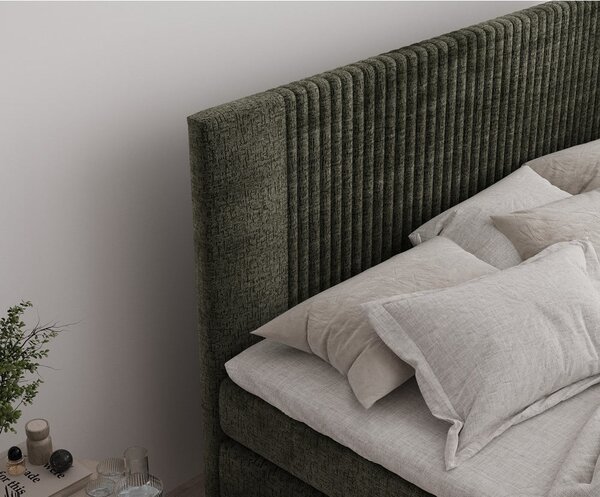 Sötétzöld ágyneműtartós boxspring ágy 200x200 cm Bergamo – Maison de Rêve