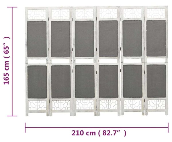 Elegáns 6 Paneles Szövet Paraván - Fehér Fa - 210x165 cm